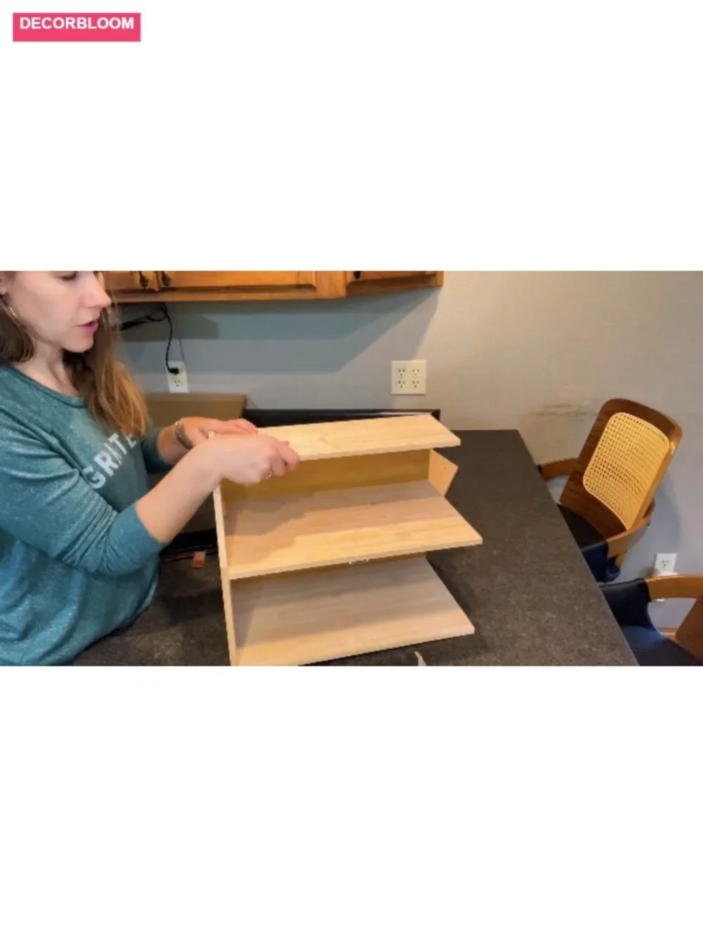 Large Double Layer Bamboo Bread Box with Clear Door, Includes Bags & Labels